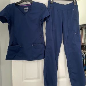 Women’s Navy Blue scrubs. Purple label yoga by healing hands